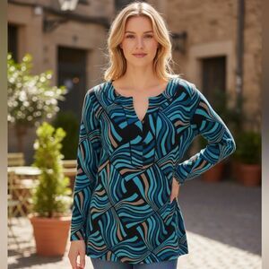 Dana Buchman  Geometric Long Sleeve Top XS